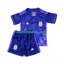 Camisola Argentina Criança Equipamento Segundo Copa do Mundo 2022 Manga Curta
